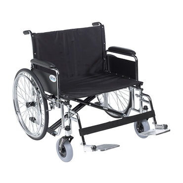 Drive Medical STD26ECDFA-SF Sentra EC Heavy Duty Extra Wide Wheelchair, Detachable Full Arms, Swing away Footrests, 26" Seat